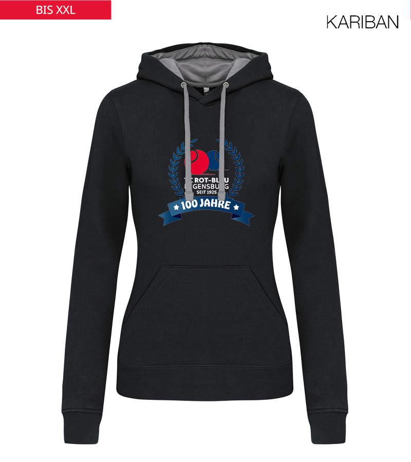 Kariban Damen Hoodie Black Fine Grey "Uwe Frontprint"